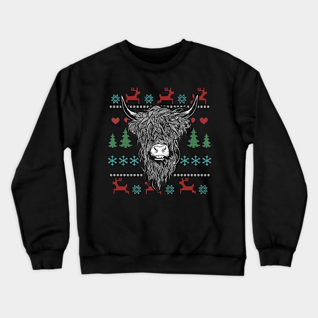 Ugly Christmas Highland Cow Crewneck Sweatshirt by Shiva121